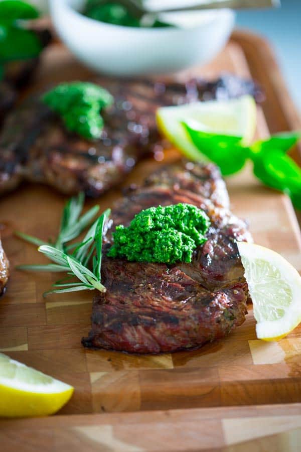 garlic rosemary steaks with kale walnut pesto Healthy Seasonal Recipes