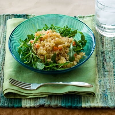 warm quinoa and arugula salad