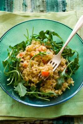 warm quinoa and arugula salad