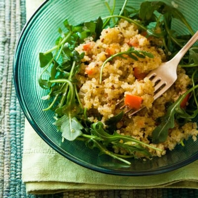 warm quinoa and arugula salad