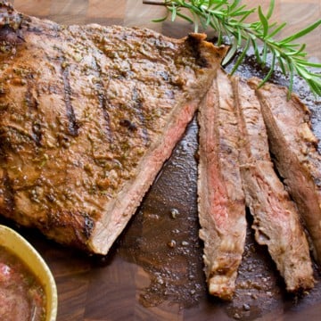 grilled flank steak with tomato herb mop sauce