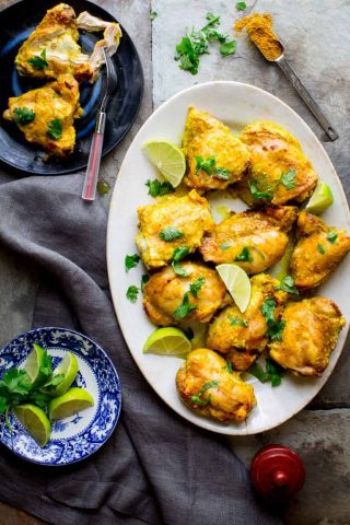 Yogurt Curry Chicken Thighs, the best effortless entertaining recipe! Healthy Seasonal Recipes