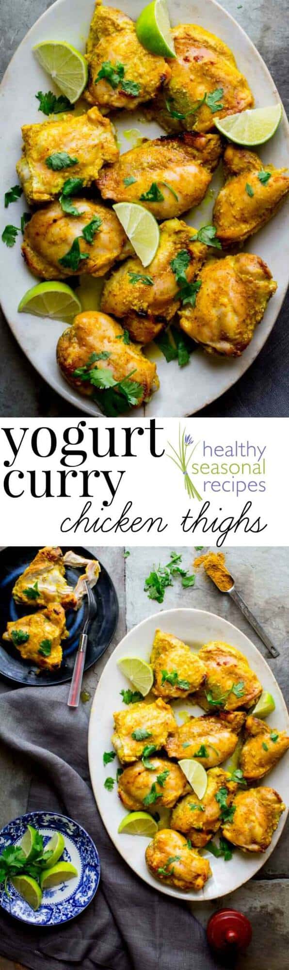 2 Chicken and Yogurt curry photos collaged together with text overlay