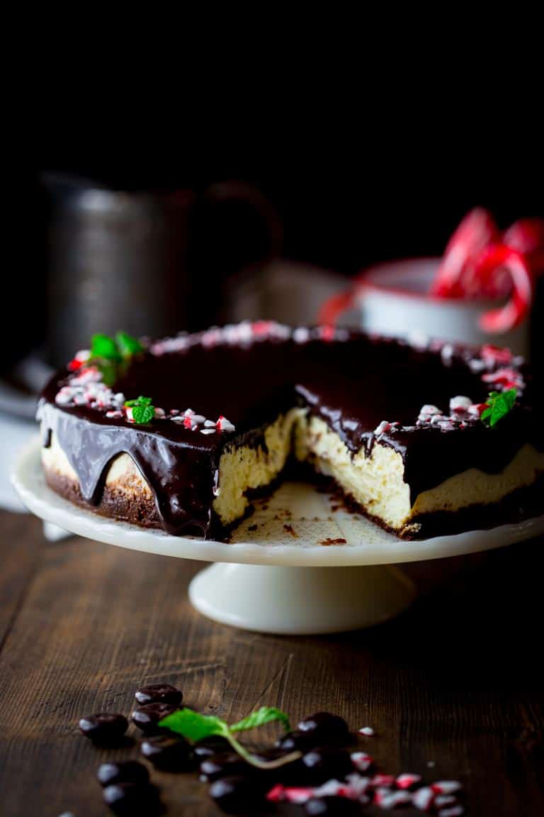 This Light and Creamy Peppermint Patty Cheesecake is perfect for Christmas dessert. Recipe and tips on Healthy Seasonal Recipes by Katie Webster