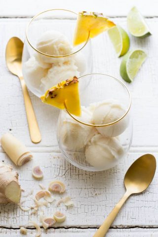 Just in time to help you survive this summer’s heatwave meet my refreshingly delicious Pineapple Coconut Sorbet. Super bonus that it is #glutenfree, #lowfat, and #vegan too! | Healthy Seasonal Recipes