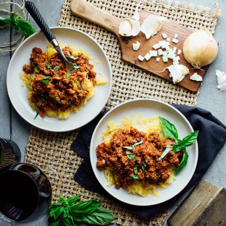 spaghetti squash with turkey sausage ragu Healthy Seasonal Recipes