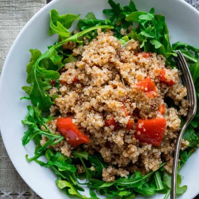 quinoa salad on a white plate