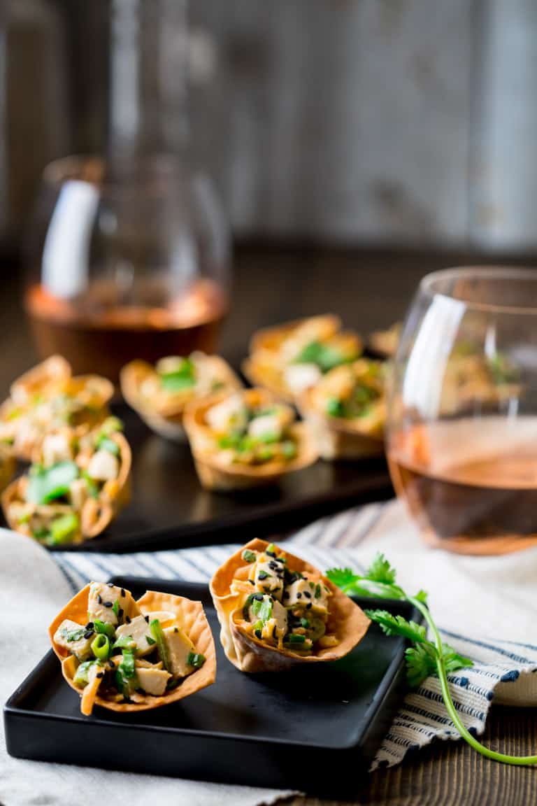 These Sesame Chicken Wonton Cups are the perfect sassy little appetizer that comes together in a snap and doesn’t require a million ingredients! {Dairy Free} | Healthy Seasonal Recipes | Katie Webster