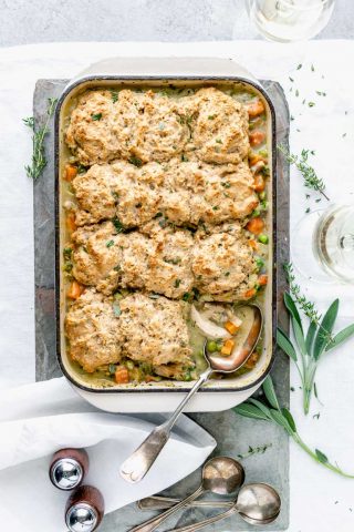 chicken and biscuits casserole from overhead