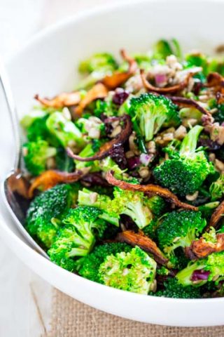 Broccoli Salad with sweet miso dressing (vegan)