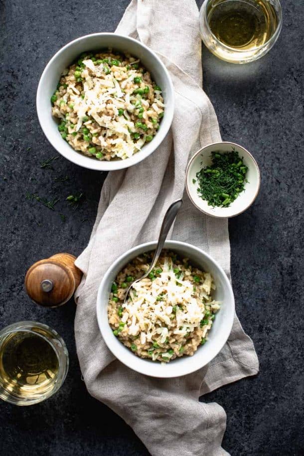 Brown Rice Risotto with Peas - Healthy Seasonal Recipes