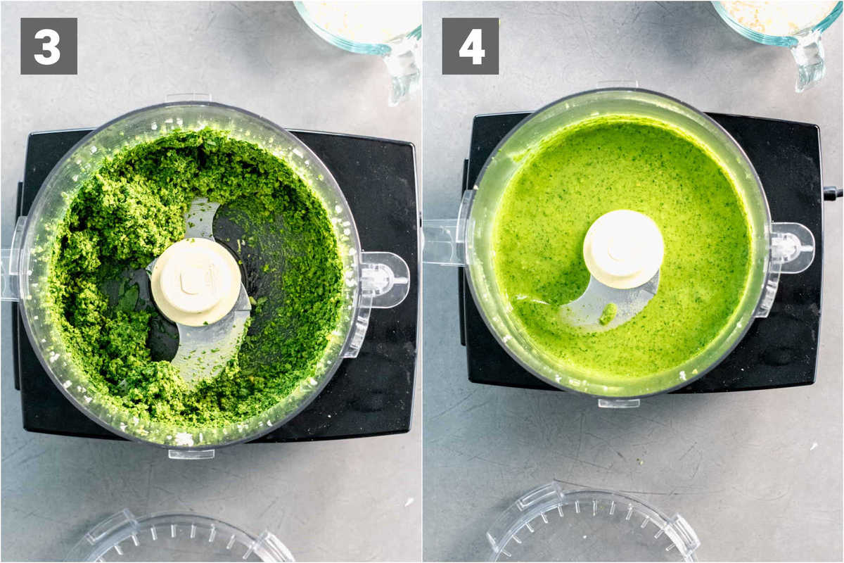 the pesto before and after oil