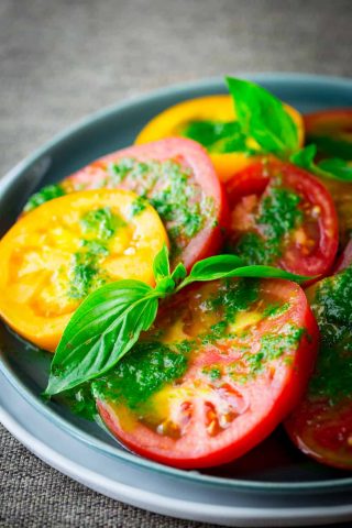 5 ingredient tomatoes with Thai Basil Dressing only 10 minutes #glutenfree