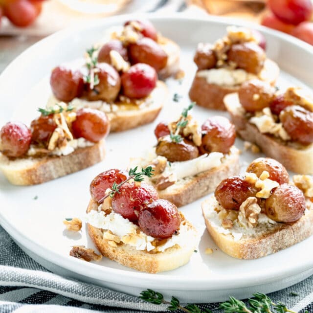 Roasted Grape Crostini with Goat Cheese and Walnuts Healthy Seasonal Recipes