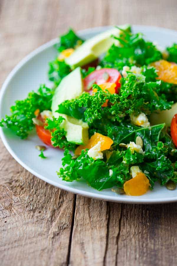 citrus kale salad, naturally gluten-free and sugar-free