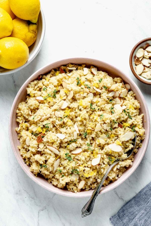 Quinoa with Lemon and Almonds {Easy Side Dish} Healthy Seasonal Recipes