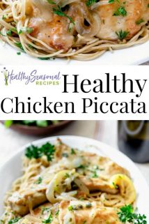 a collage of chicken piccata