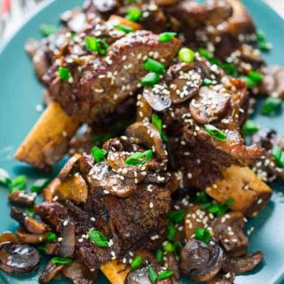 sweet and spicy slow cooker short ribs with mushroom ginger and soy