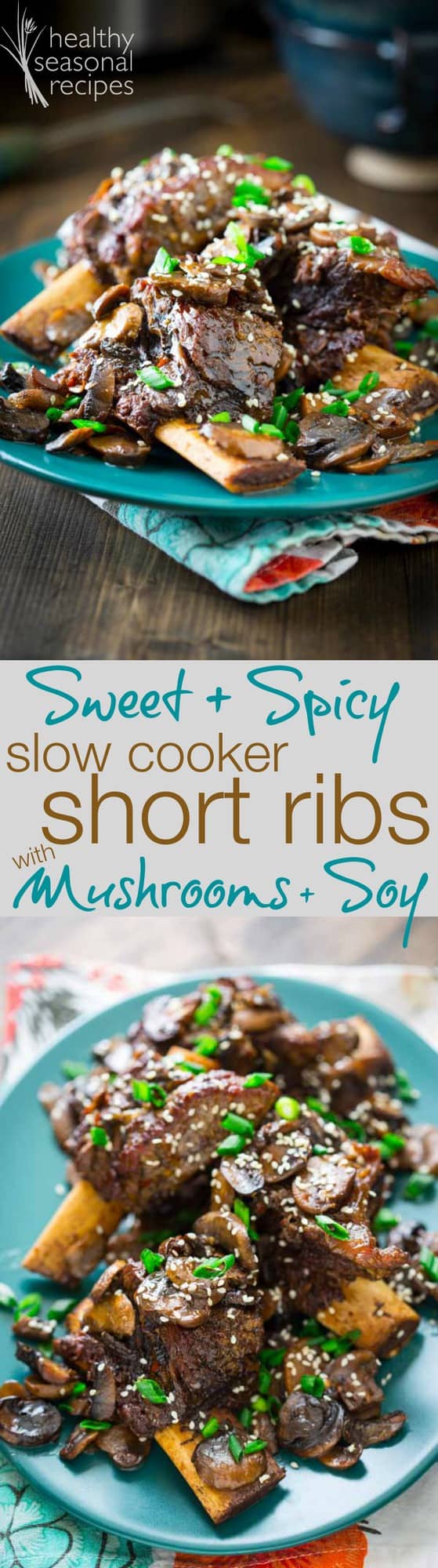 sweet and spicy slow cooker short ribs with mushroom ginger and soy