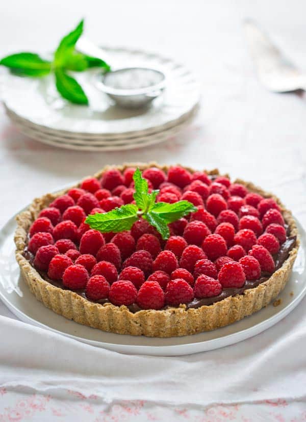 healthy chocolate hazelnut raspberry tart Healthy Seasonal Recipes