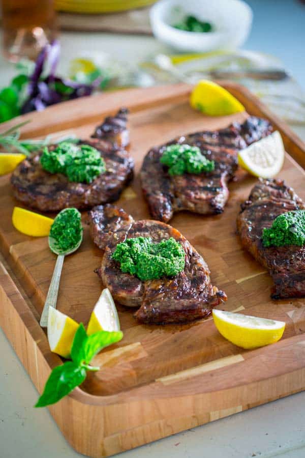 garlic rosemary steaks with kale walnut pesto Healthy Seasonal Recipes