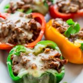 low carb mexican stuffed peppers on a white platter