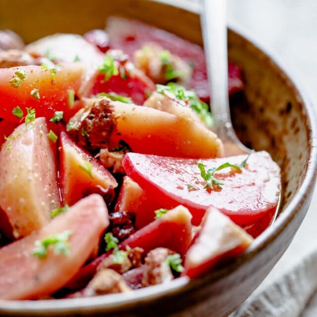 Chioggia Beets with Cranberries and Spiced Nuts