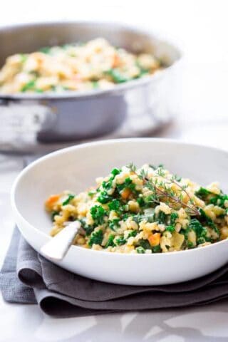 Brown Rice Kale Risotto with Cheddar on Healthy Seasonal Recipes by Katie Webster
