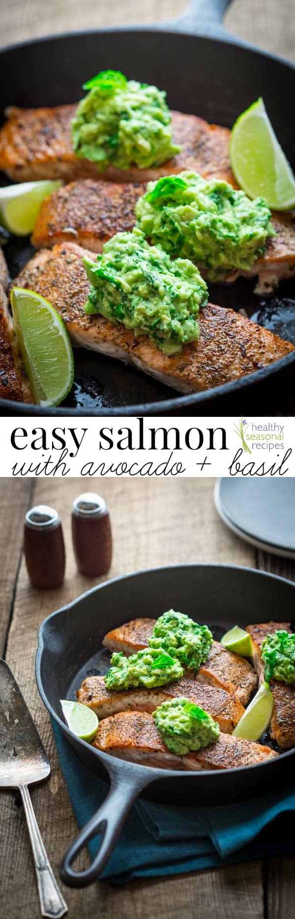 Salmon and avocado mash photo collage with text