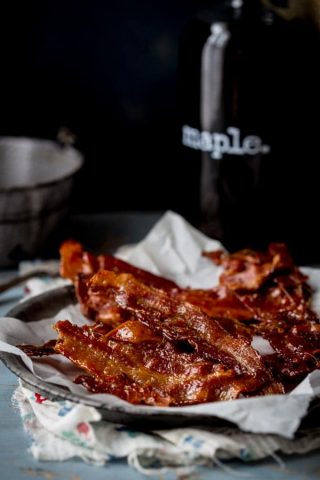 Black Pepper Maple Candied Bacon by Katie Webster of healthyseasonalrecipes.com naturally glutenfree and paleo