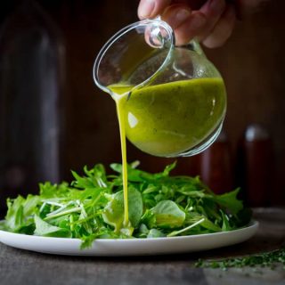 chive oil salad dressing by Katie Webster on Healthy Seasonal Recipes. It is a simple, paleo and gluten-free salad dressing that goes with spring greens, radishes, goat cheese and many more combinations.