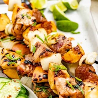 pork peach kebabs