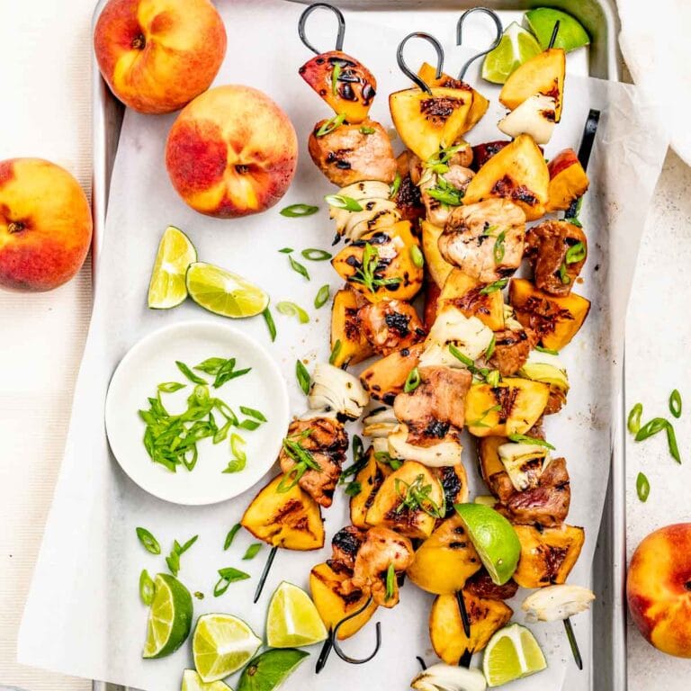 4Ingredient Pork and Peach Kebabs Healthy Seasonal Recipes