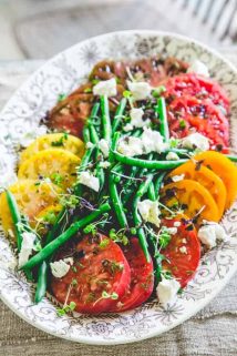 This luscious tomato and green bean salad from Healthy Seasonal Recipes is is so simple to make and is the perfect summer side dish.