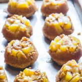 These low sugar upside-down apple muffins by Healthy Seasonal Recipes are a great after school snack.