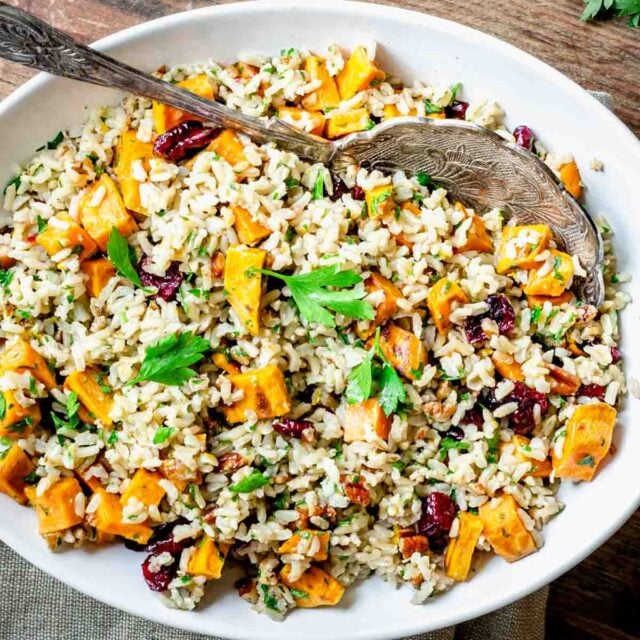 Brown Rice Salad with Roasted Sweet Potato Healthy Seasonal Recipes