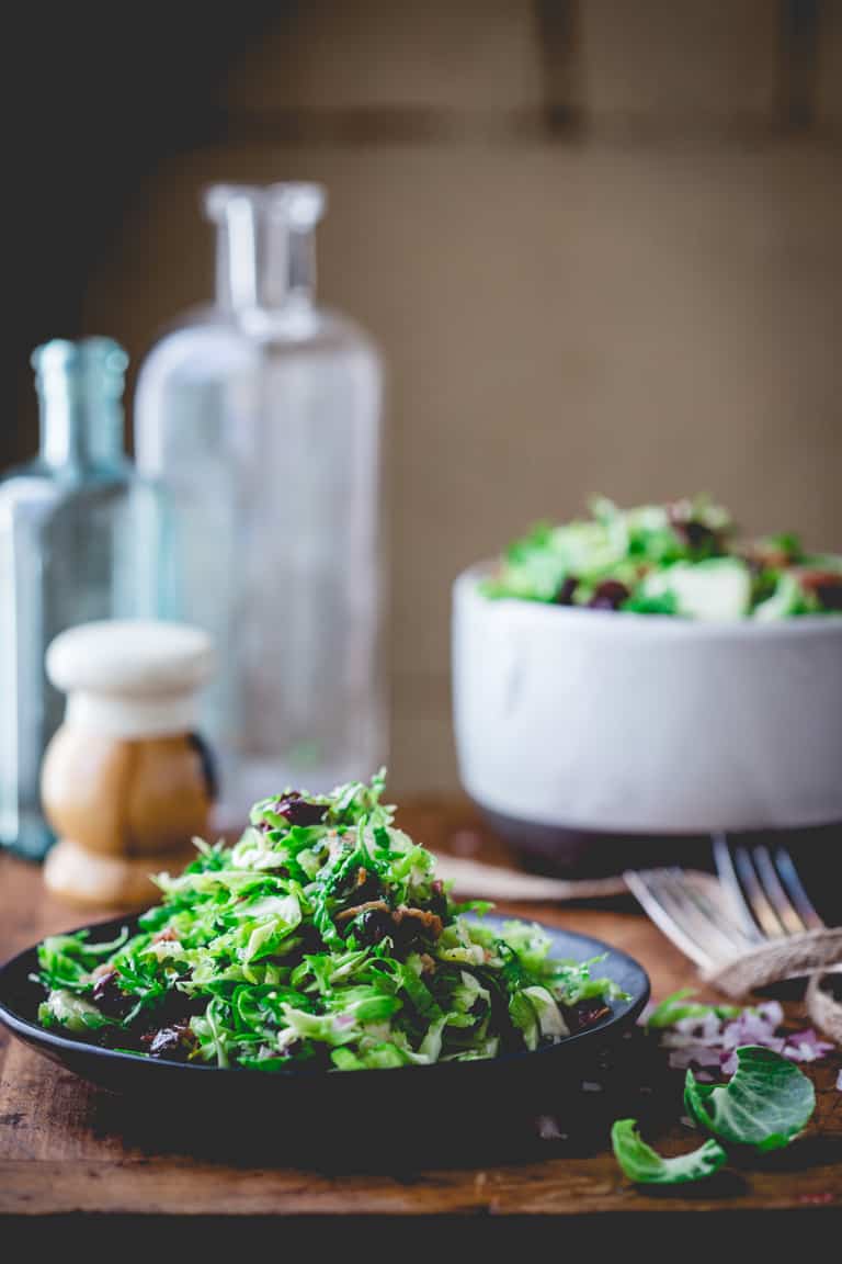Brussels Sprouts Slaw with Bacon and Blue Cheese | Thanksgiving | Salad | Side Dish | Vegetarian | Fall | Healthy Seasonal Recipes