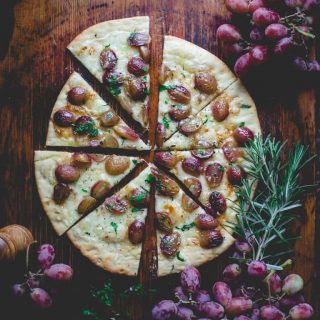 Pizza with Roasted Grapes and Rosemary | Fall | Kid Friendly | Weeknight | Dinner | Gouda | Roasting | Healthy Seasonal Recipes