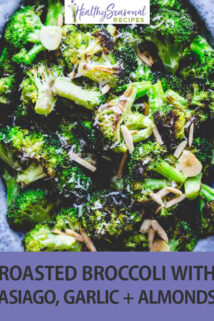 overhead close up of roasted broccoli
