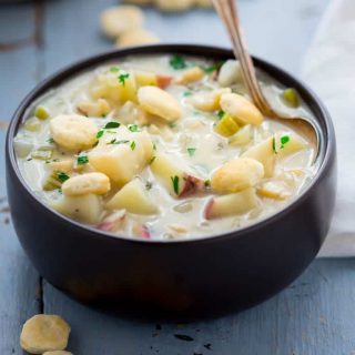 Healthy New England Seafood Chowder | Soup | Comfort Food | Winter | Kid Friendly | Potatoes | Seafood | Clams | Healthy Seasonal Recipes | Katie Webster
