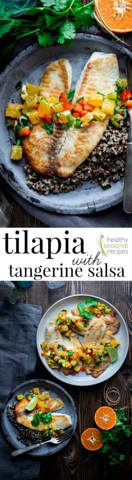 Salsa and Tilapia photo collage with text overlay