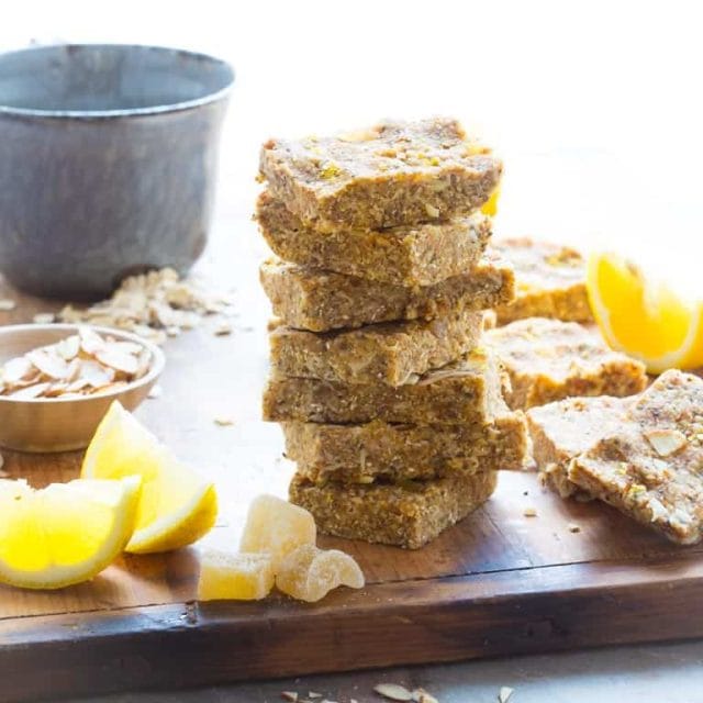 Lemon Ginger Chia No-Bake Snack Bars