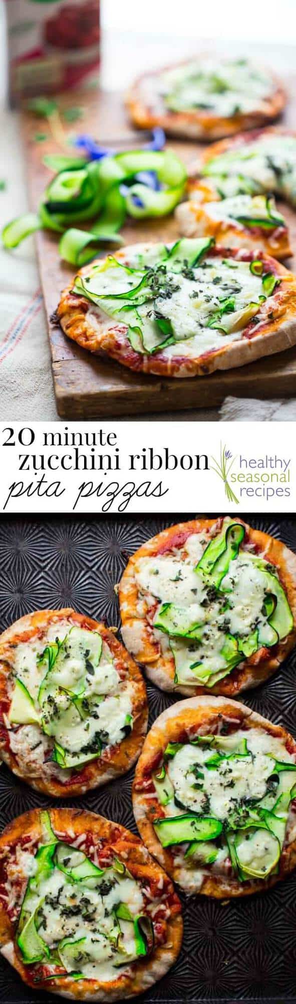 Pita pizza collage with text overlay
