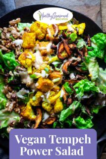 up close vegan tempeh power salad