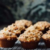 These Greek Yogurt Apple Streusel Muffins are a nutritious back-to-school snack. | Healthy Seasonal Recipes | Katie Webster