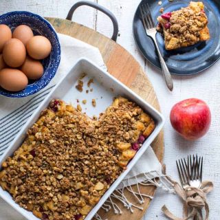 Make-Ahead Overnight Apple Cranberry Christmas Breakfast Casserole on Healthy Seasonal Recipes