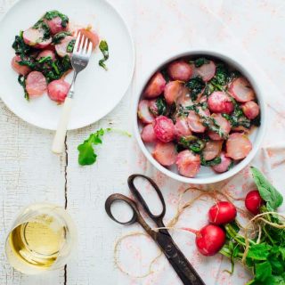 These Cooked Radishes in Miso Butter are an incredibly tasty Spring side dish perfect for your Easter table. | Healthy Seasonal Recipes | Katie Webster
