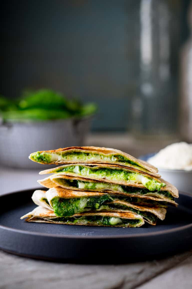 Spinach Pesto and Cheddar Quesadillas Healthy Seasonal Recipes