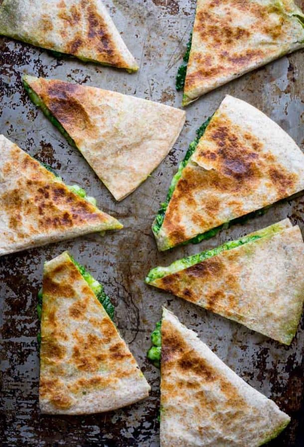 Spinach Pesto and Cheddar Quesadillas Healthy Seasonal Recipes