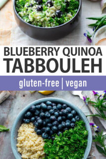 Blueberry Quinoa Tabbouleh text overlay collage